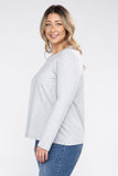 Plus Cotton Crew Neck Long Sleeve T-Shirt - Multiple color options