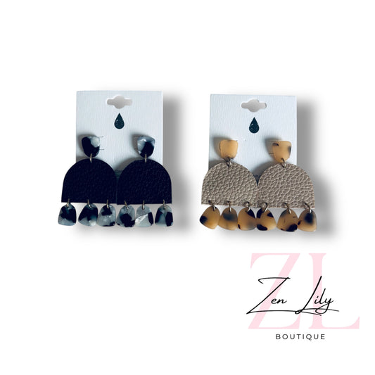 Faux Leather Marble Print Earrings