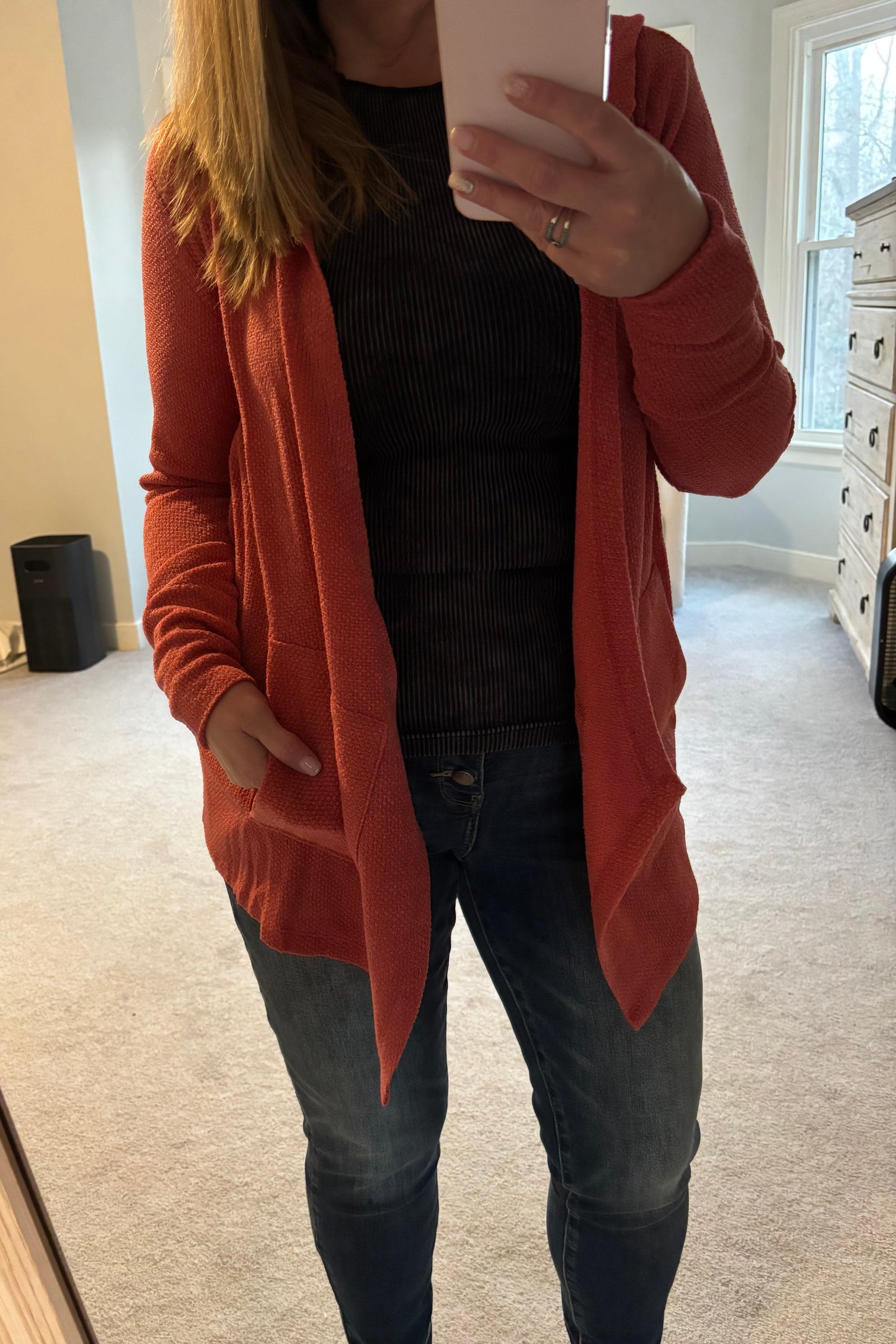 Soft Jacquard Hooded Cardigan