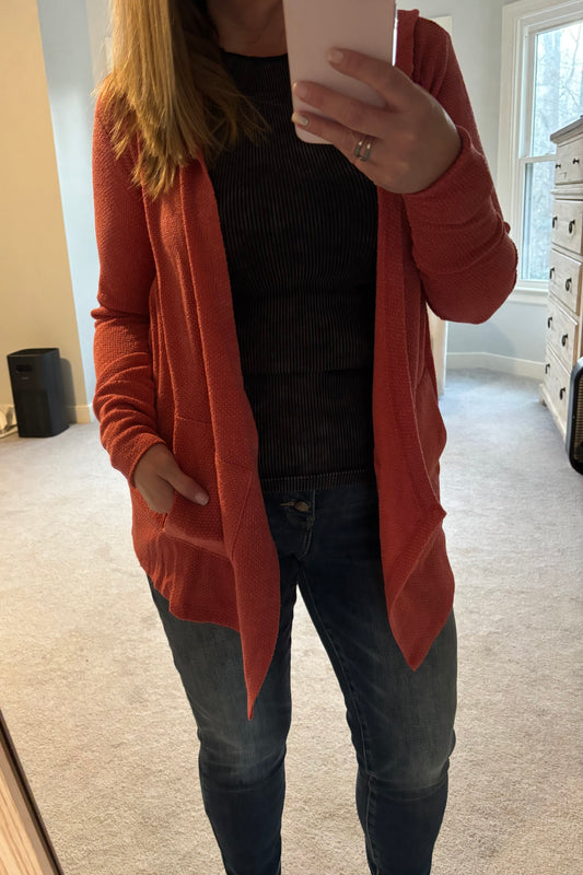 Soft Jacquard Hooded Cardigan