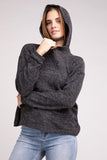 Hooded Brushed Melange Hacci Sweater - Multiple Colors Available