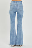 High Rise Frayed Hem Flare Jeans