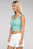 Ribbed Scoop Neck Cropped Sleeveless Top - 7 Color Options