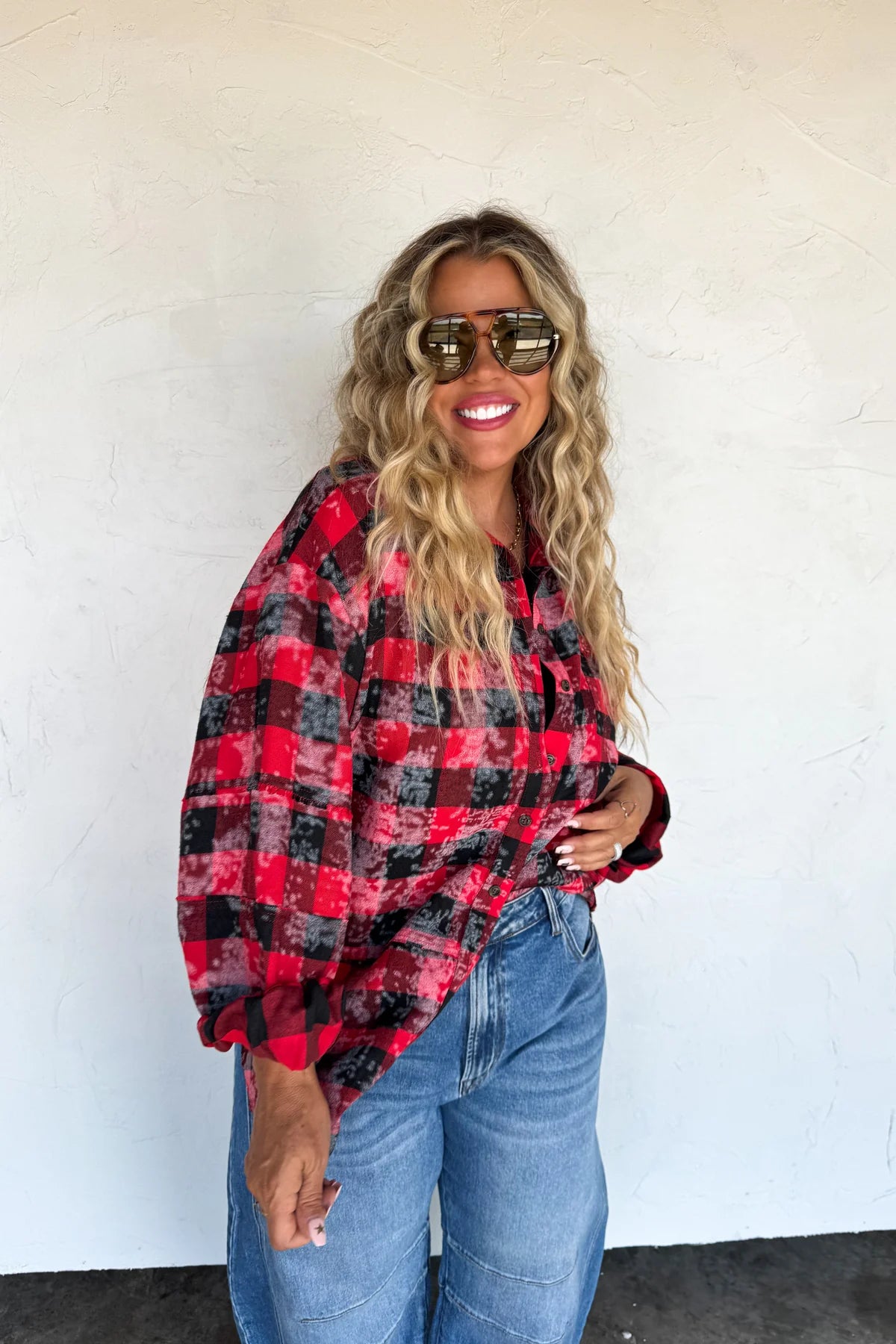 Preorder - Juniper Bleached Plaid Top