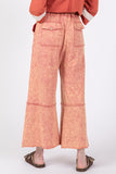 Mineral Washed Terry Wide Leg Pants in Raspberry