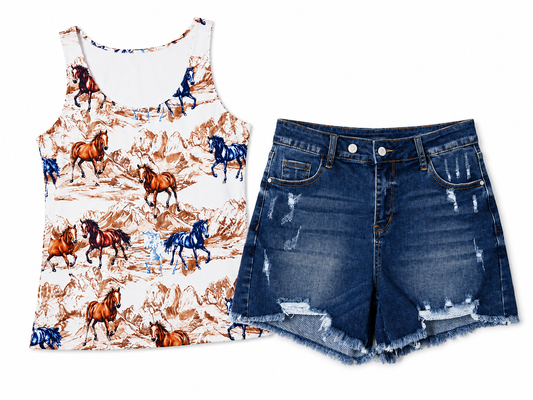 Dark Wash Distressed Shorts