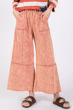 Mineral Washed Terry Wide Leg Pants in Raspberry