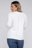 Plus Cotton Crew Neck Long Sleeve T-Shirt - Multiple color options