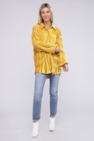 Wrinkle Effect Tiered Shirring Velvet Shirt - Multiple Color Options