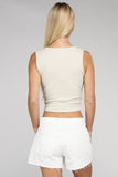 Ribbed Scoop Neck Cropped Sleeveless Top - 7 Color Options