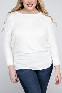 Plus Luxe Rayon Boat Neck 3/4 Sleeve Top- Multiple color options