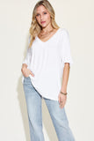 Bamboo V-Neck Drop Shoulder Tee - Multiple Color Options