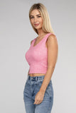 Ribbed Scoop Neck Cropped Sleeveless Top - 7 Color Options