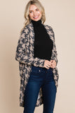 Houndstooth Open Front Cocoon Knit Cardigan