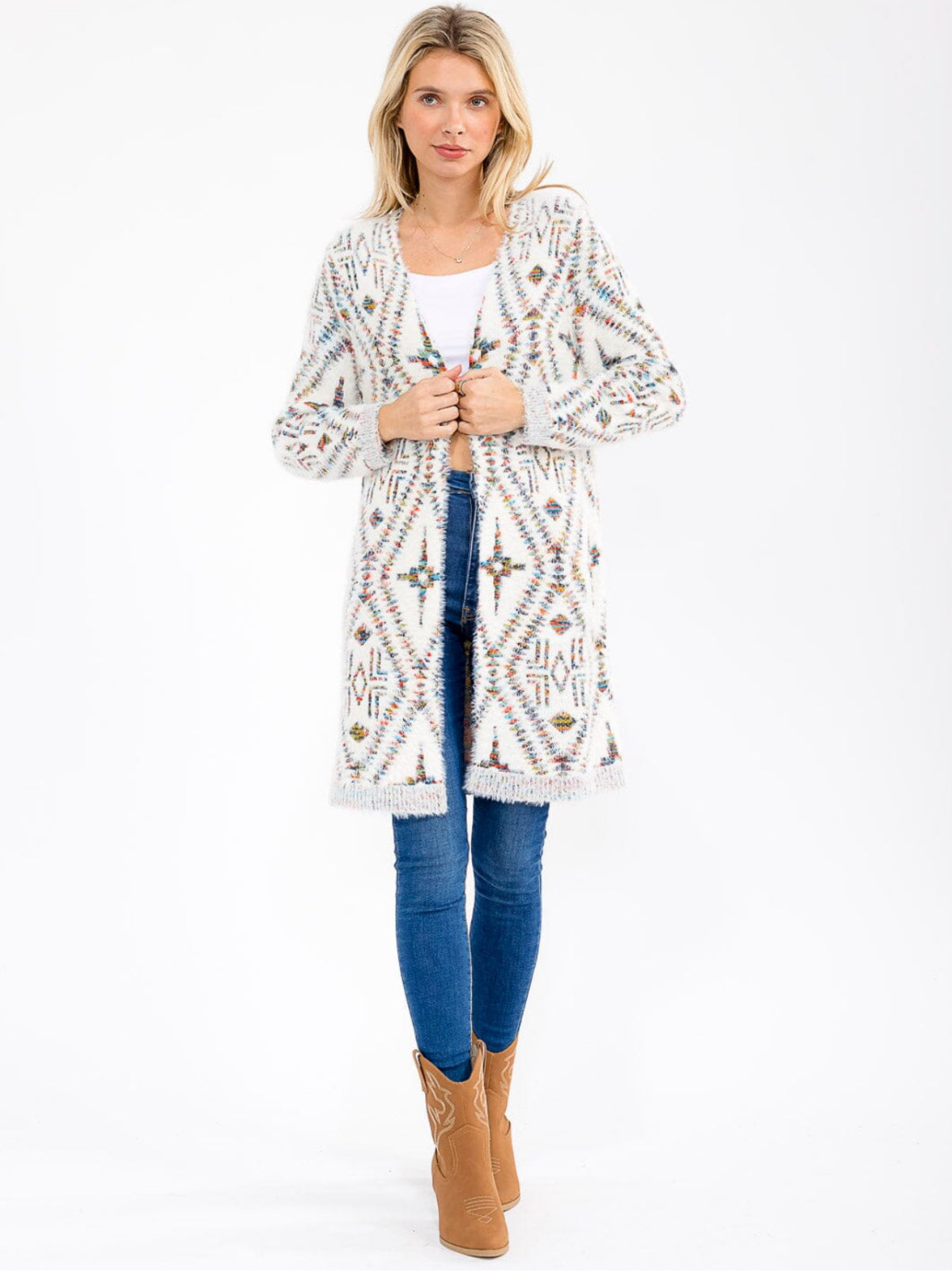 Fuzzy Aztec Cardigan