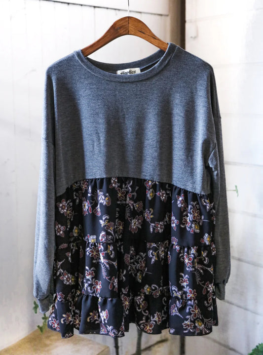 Drop Shoulder Floral Babydoll Top