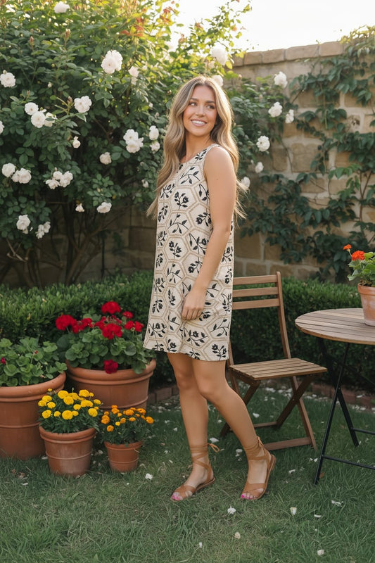 Floral Embroidered Hexagon Dress
