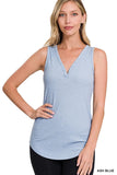 Melange Ribbed Button Tank