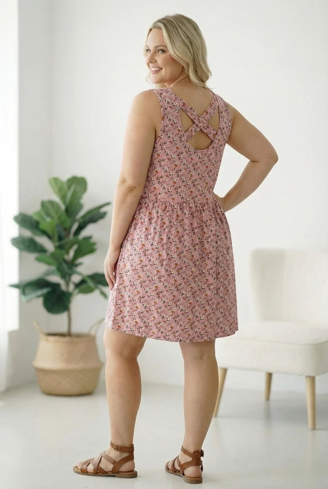 Open Back Floral Dress