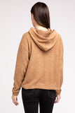 Hooded Brushed Melange Hacci Sweater - Multiple Colors Available