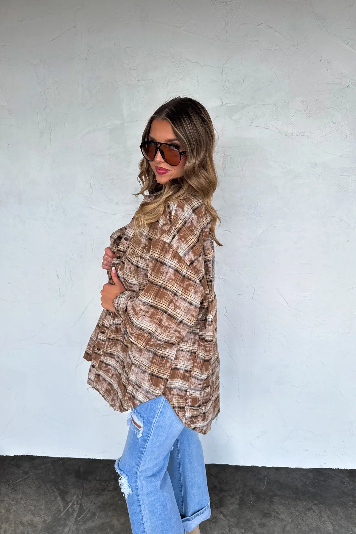Preorder - Juniper Bleached Plaid Top