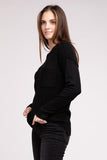 Melange Hi-Low hem Round Neck Sweater - Multiple Colors Available