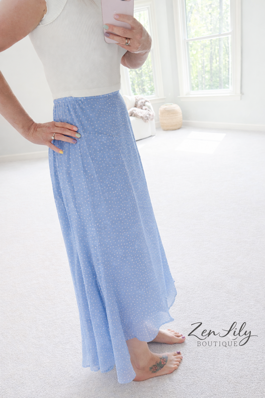 Polka Dot Elastic Waist Skirt - 2 Colors Available