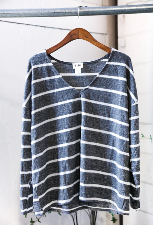 Striped V Neck Top