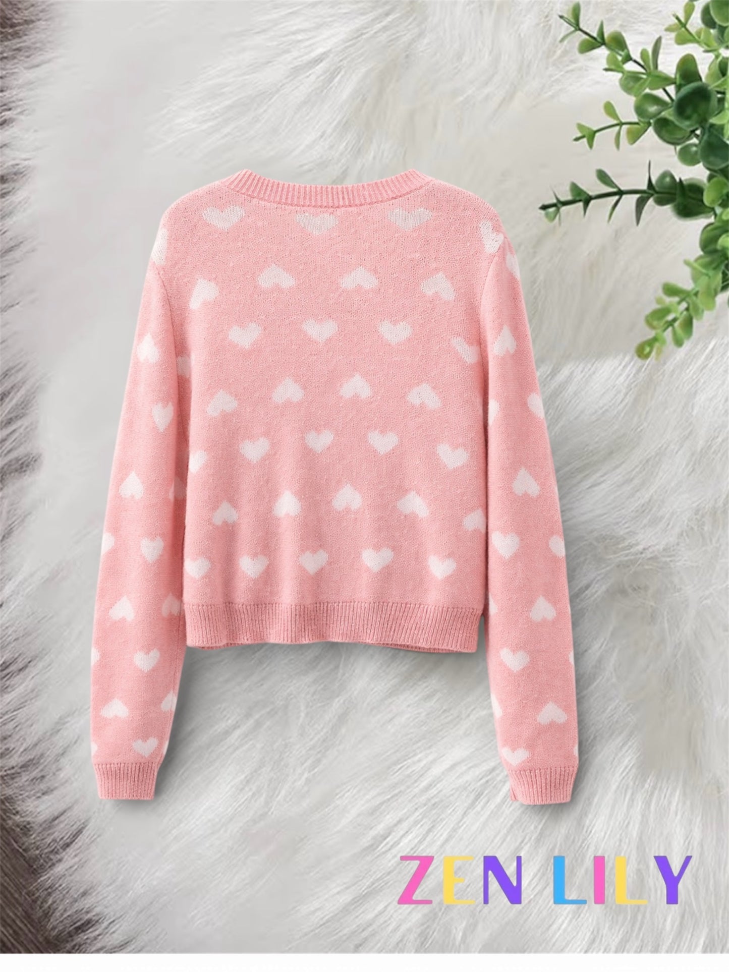 Button Up Heart Sweater