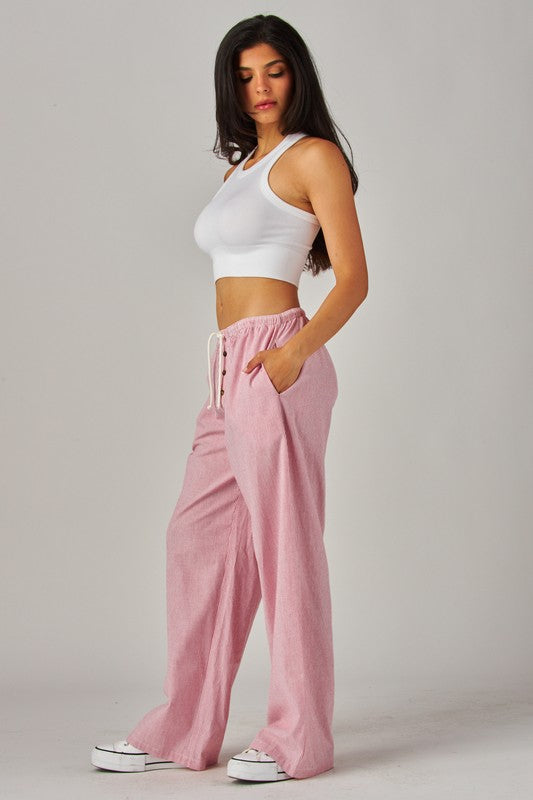 Striped Drawstring Boxer Pants