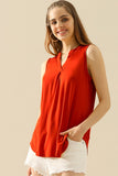 Ninexis Notched Sleeveless Top-multiple options