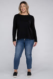 Plus Cotton Crew Neck Long Sleeve T-Shirt - Multiple color options