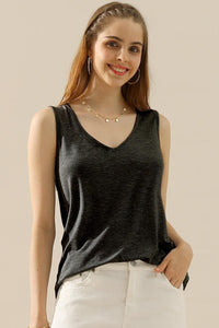 Ninexis  V-Neck Curved Hem Tank-multiple options