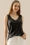 Ninexis  V-Neck Curved Hem Tank-multiple options