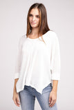 3/4 Sleeve V-Neck Hi-Low Hem Jacquard Sweater