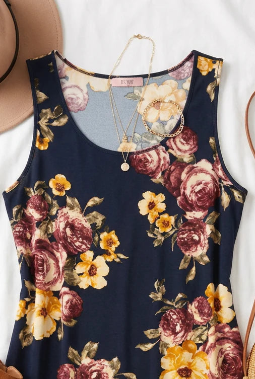 Black Floral Tank