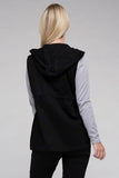 Drawstring Waist Military Hoodie Vest - 3 Color Options