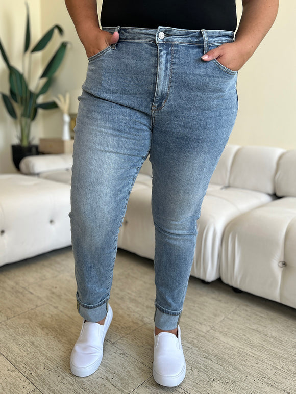 Judy Blue High Waist Cuff Hem Skinny Jeans