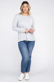 Plus Cotton Crew Neck Long Sleeve T-Shirt - Multiple color options