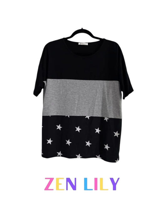 Color Block French Terry Star Top