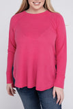 Plus Melange Baby Waffle Long Sleeve Top - Multiple Colors Available