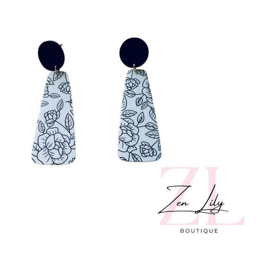 Black & White Floral Dangles