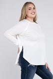 Plus Melange Baby Waffle Long Sleeve Top - Multiple Colors Available