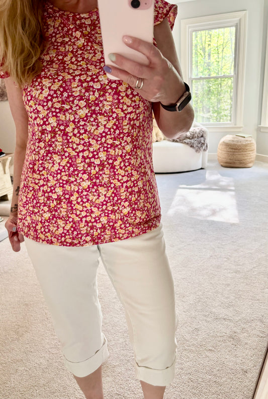 Flutter Sleeve Floral Top