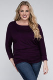 Plus Luxe Rayon Boat Neck 3/4 Sleeve Top- Multiple color options