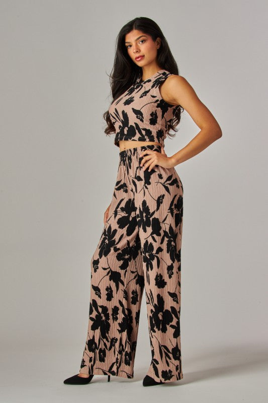 Crinkled Floral Print Set