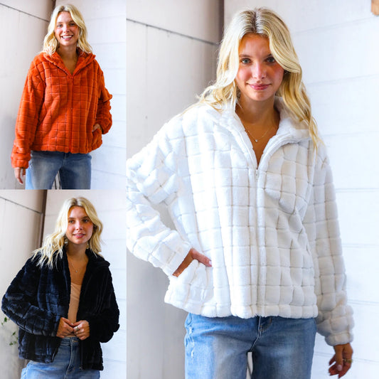 Checkered Fur Coat - 3 Options