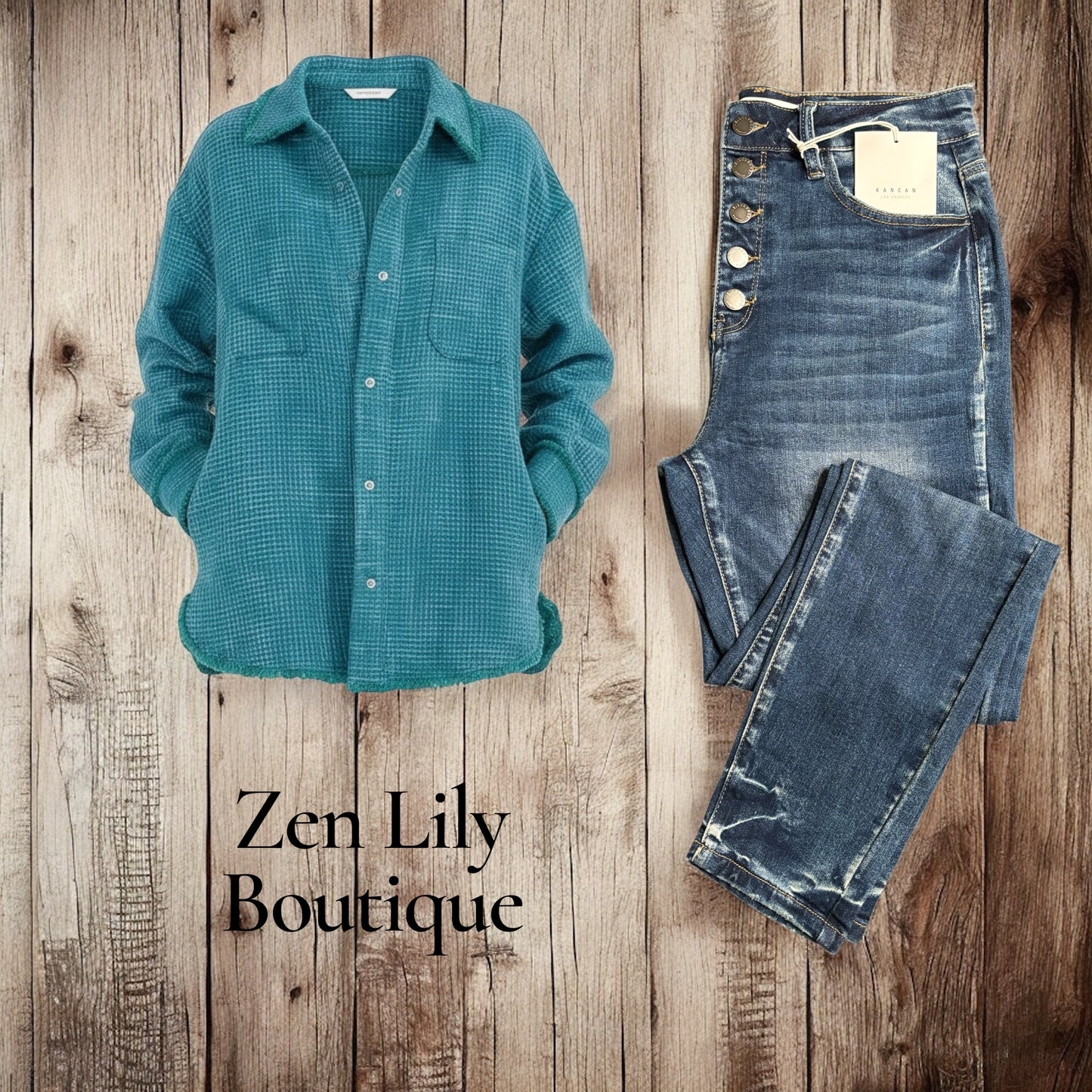 Button Frayed Hem Shacket - 2 Color Options