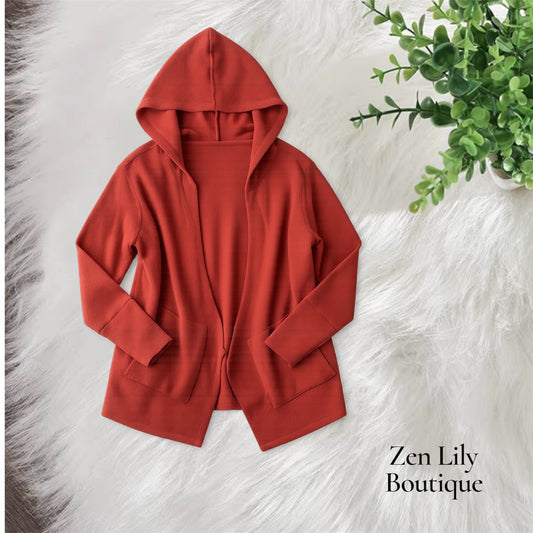 Soft Jacquard Hooded Cardigan