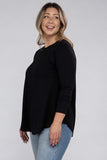 Plus Long Sleeve Round Neck Round Hem Top - 5 Color Options